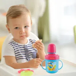 HAZEL Pink & Sky Blue Plastic & Stainless Steel Water Bottle (240 ml)-picture-39