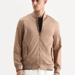 Rare Rabbit Bom Tan Polyester Blend Ribbed Collar Regular Fit Plain Jacket-picture-31