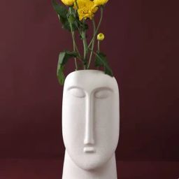 Tayhaa White Ceramic Face Vase Large-image-59