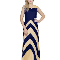 PATRORNA Navy & Gold Color-Block Gown-image-8