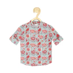 Peter England Kids Blue Floral Print Full Sleeves Shirt-picture-22