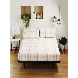 BIANCA Platinum Brown & Gold Cotton 144 TC Double Size Bed Sheet With Pillow covers-picture-18