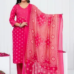 SIGNORIA Women Printed Regular Pure Cotton Kurta with Trousers & With Dupatta-picture-36