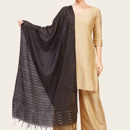 Studio Shringaar Striped Viscose Rayon Shibori Dupatta-picture-4