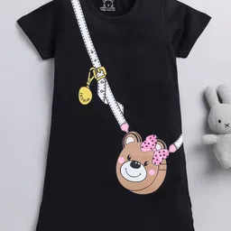 Little Marine Short Sleeves Sling Bag Printed Night Wear T Shirt Dress - Black-picture-26