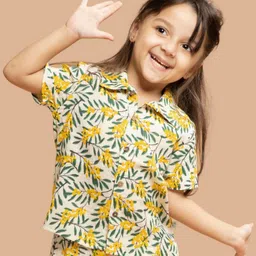 kids of greendeer Greendeer Half Sleeves Floral  Printed Crinkle Soft Double Cotton  Shirt - Multi Colour-picture-11