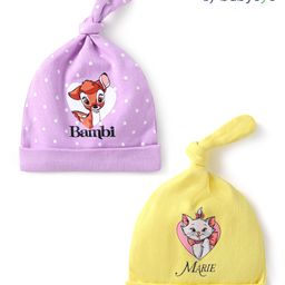 Babyoye Disney Interlock Knit Caps with Bambi & Marie Graphic Yellow & Lavender Pack of 2 - Diameter 11 cm-picture-28