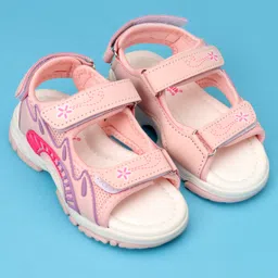 Cute Walk by Babyhug Sandals with Velcro Closure & Floral Print - White & Pink-picture-23