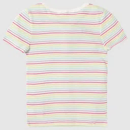 GAP Girls Striped Round Neck Cotton T-shirt image 2