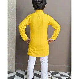 BT DEZINES Full Sleeves Chikankari Embroidered & Sequin Embellished Kurta & Pajama - Yellow image 3