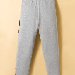 Pine Kids Cotton Lycra Knit Full Length Leggings with Fearless Print - Grey Melange image 2