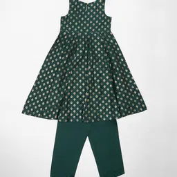 AKKRITI BY PANTALOONS Girls Woven Design Embroidered Zardozi Kurta With Trousers image 5