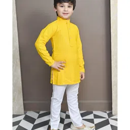 BT DEZINES Full Sleeves Chikankari Embroidered & Sequin Embellished Kurta & Pajama - Yellow image 4