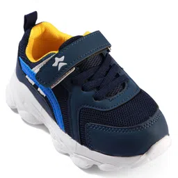 Cute Walk by Babyhug Velcro Closure Colour Block Casual Shoes With Lace Detailing - Navy Blue image 3