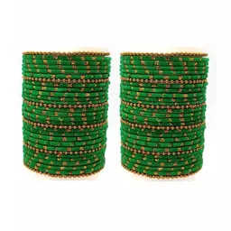 AMSHA Set Of 60 Green Glass Artificial Stones Bangle image 2