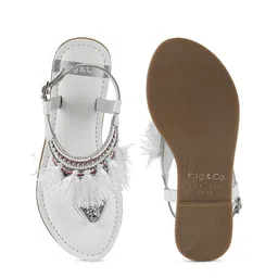 RAG & CO Women Colourblocked Open Toe Flats with Buckles image 5