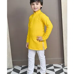 BT DEZINES Full Sleeves Chikankari Embroidered & Sequin Embellished Kurta & Pajama - Yellow image 5