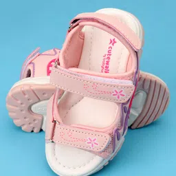 Cute Walk by Babyhug Sandals with Velcro Closure & Floral Print - White & Pink image 5