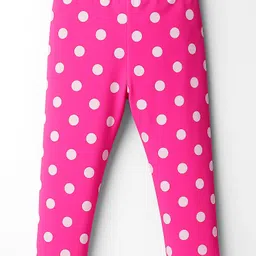 Babyhug Knit Full Length Leggings With Polka Dots & Floral Print Pack of 2 - Dark Pink & Yellow image 5
