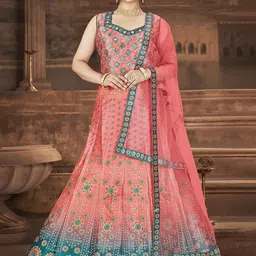 EthnicTree Printed Fit & Flare Maxi Ethnic Dress With Dupatta-picture-28