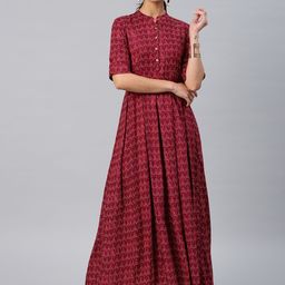 Vishudh Women Maroon Printed Maxi Ethnic Dress-picture-23