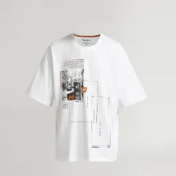 Pepe Jeans White Cotton Oversized Printed T-Shirt image 4
