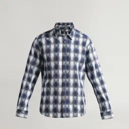 Pepe Jeans Indigo Blue Regular Fit Self Pattern Shirt image 4