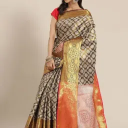 Silk Land Silk Olive Green Woven Saree With Unstitched Blouse-picture-33