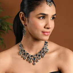 I Jewels Stones Studded Jewellery Set-image-16