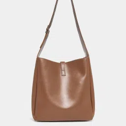 Styli Brown Solid Hobo Shoulder Handbag image 4
