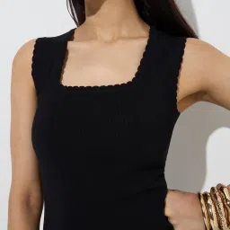 Wardrobe by Westside Black Ribbed-Textured Top image 4