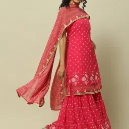 Rangriti Pink Printed Kurti Sharara Set With Dupatta image 4