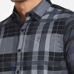 Being Human Grey Slim Fit Checks Shirt image 4