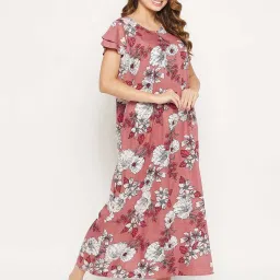 Clovia Pink Printed Night Dress image 4