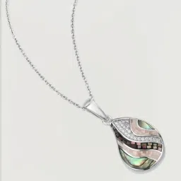 Mia by Tanishq 925 Silver Mother of Pearl Aqua Silver Pendant image 4