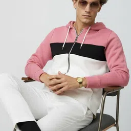 Try This Colourblocked Hooded Long Sleeves Casual T-shirt-image-46