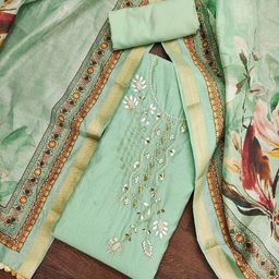 SHADOW & SAINING Embroidered Semi-Stitched Dress Material-picture-46