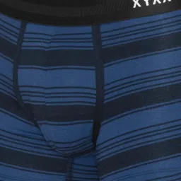 XYXX Opal Blue Cotton Regular Fit Striped Trunks image 4