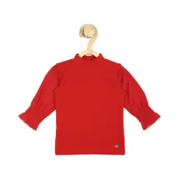 Peter England Kids Red Solid Full Sleeves Top-image-26