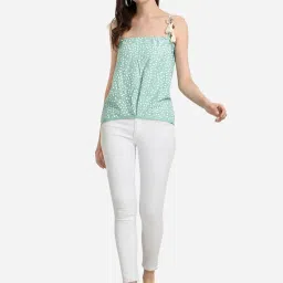 Prettify Light Green Printed Top image 4