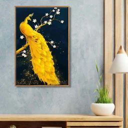 999Store Navy & Golden Canvas Wall Painting Panel With Fibre Frame-picture-2