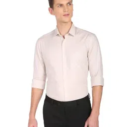 Arrow Beige Cotton Slim Fit Texture Shirt-image-48