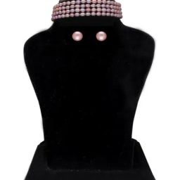 Sri Jagdamba Pearls Promise Pink Necklace & Earring Set-picture-37