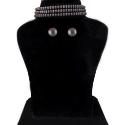 Sri Jagdamba Pearls Radiance Grey Necklace & Earring Set-picture-32