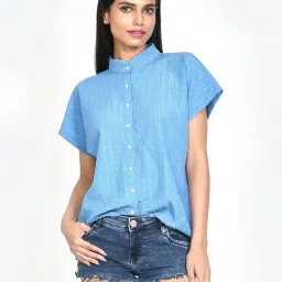 Zink London Blue Self Design Shirt-picture-23