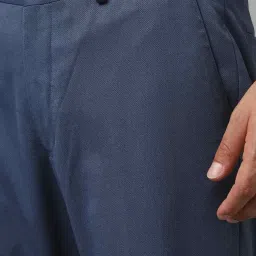 Louis Philippe Navy Slim Fit Texture Trousers image 4