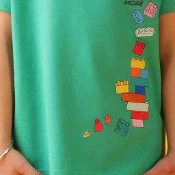 Anthrilo Boys Green & Black Cotton Regular Fit Self Joggers Set image 4