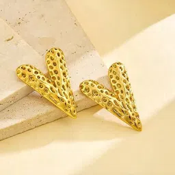 DressBerry Stainless Steel 18K Gold-Plated Heart Shaped Studs-image-81