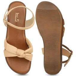 Inc.5 Women's Beige Ankle Strap Wedges image 4