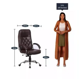 ib basics Ergonomica High Back Leatherette Office Revolving Chair/Manager Chair Brown, ER55 image 3